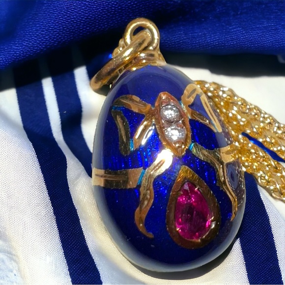 Authentic Faberge Egg 18K Ruby And Diamond Necklace - Picture 7 of 9
